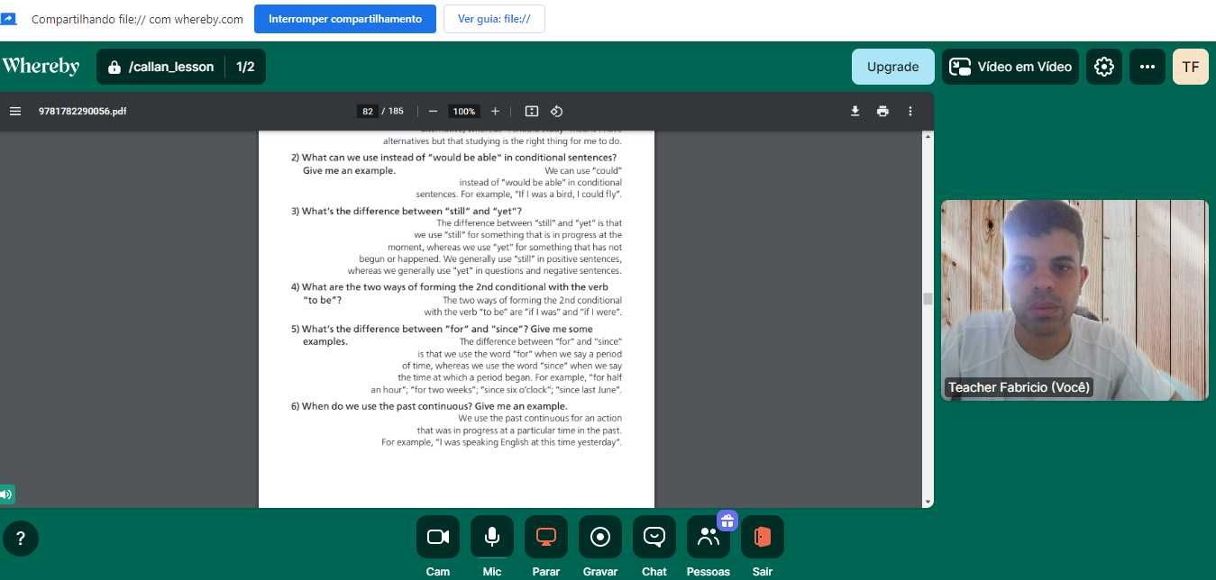 Aulas de Inglês - Conversação - Método callan - Resultado