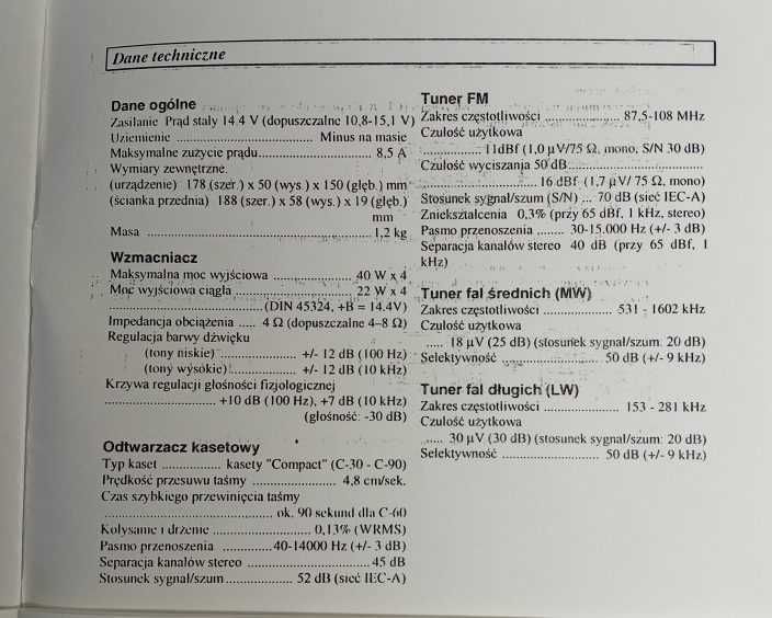 Radio samochodowe Pioneer z odtwarzaczem kaset magnetofonowych