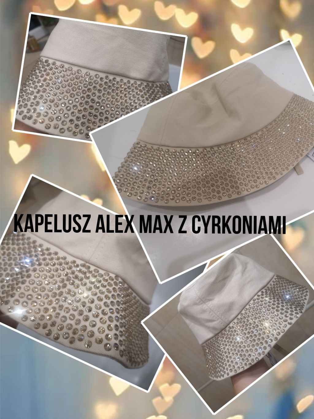 Kapelusz bezowy z kryształkami Alex Max