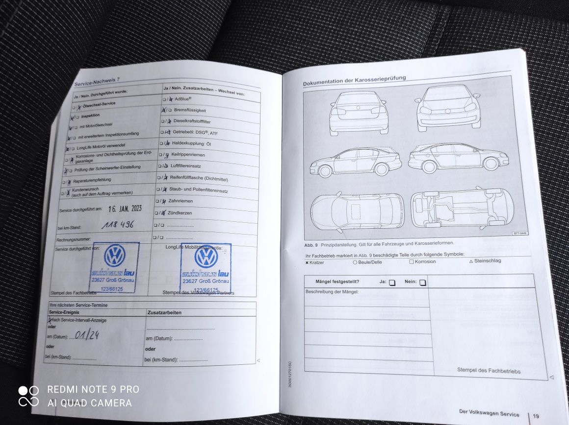 Volkswagen Passat B8 benzyna Serwis ASO org lakier Niemcy Masaże
