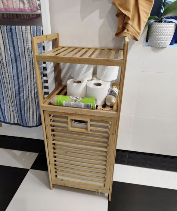 Kosz na pranie bieliznę bambusowy 43 l nowy