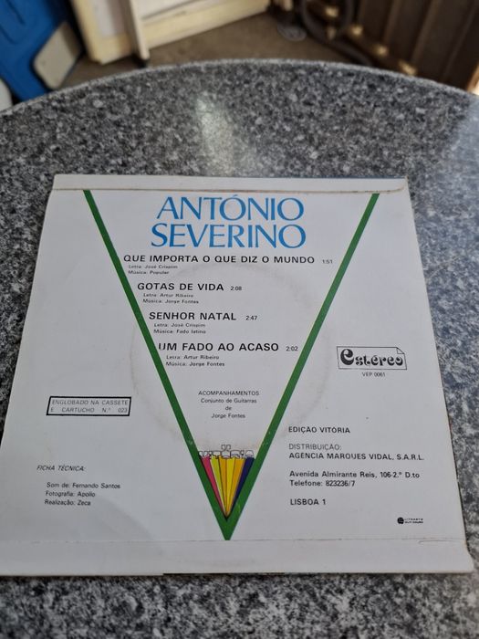Vinil 45rpm António Severino...............