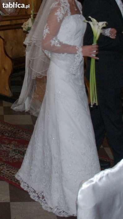 Piękna suknia ślubna z koronki włoskiej 36 S
