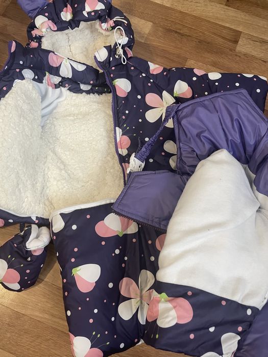 Комбінезон зимовий трійка (74 см, напівкомбінезон на 80-86 см)