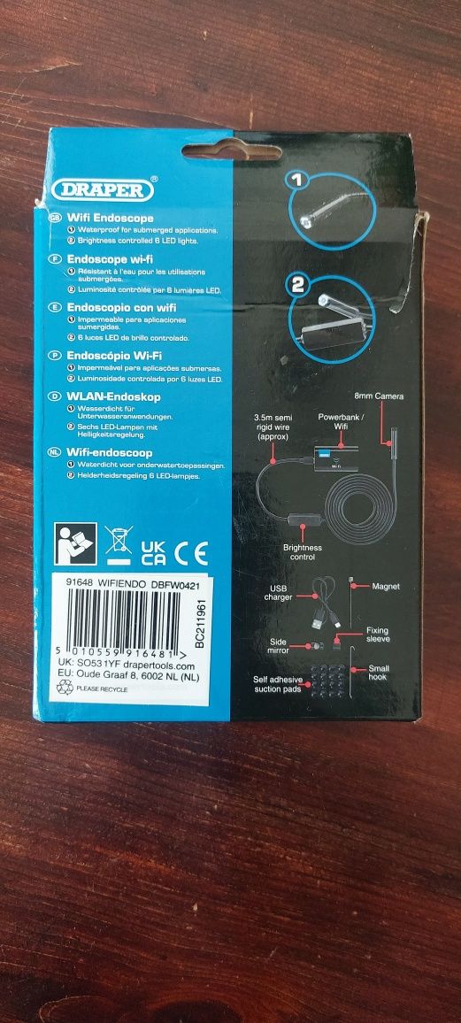 Kamera endoskopowa wifi Draper nowa