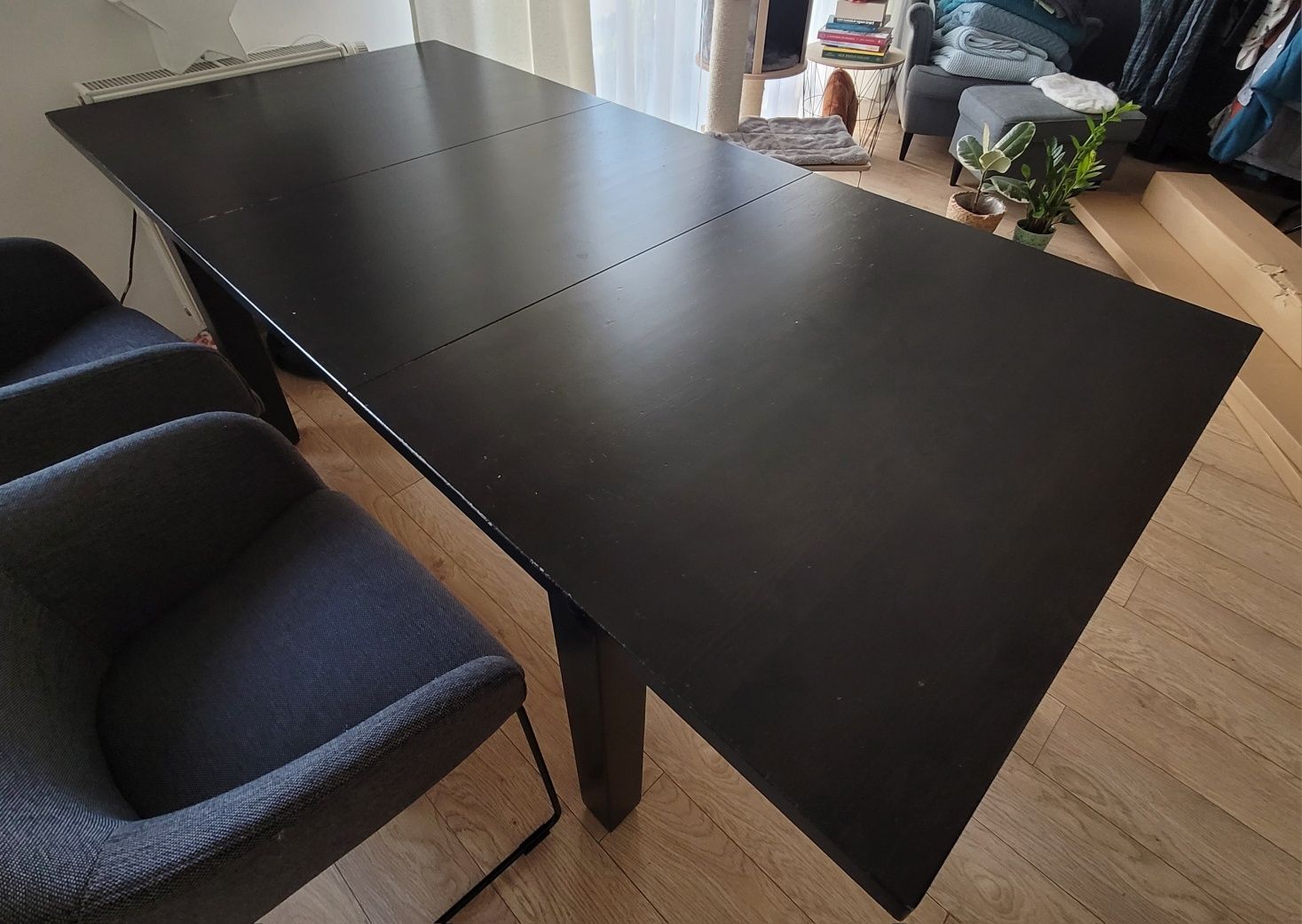Stół rozkładany, drewniany - Ikea STORNÄS - czarny - 147/204x95 cm