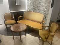 Ludwik oryginalny piekny komplet mebli sofa , stolik + 2 fotele