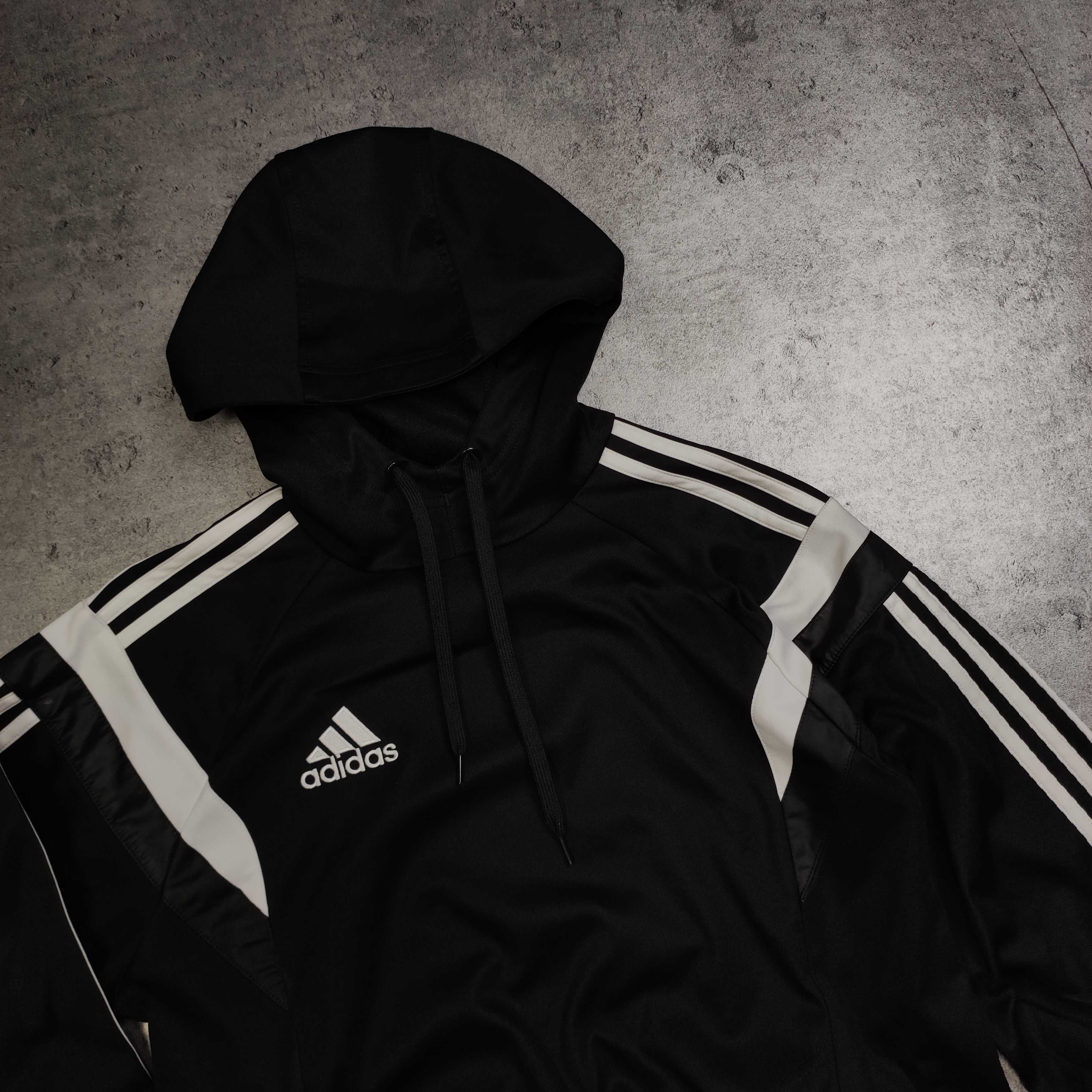 MĘSKA Bluza Sportowa Czarna z Kapturem Treningowa Casual Adidas Logo