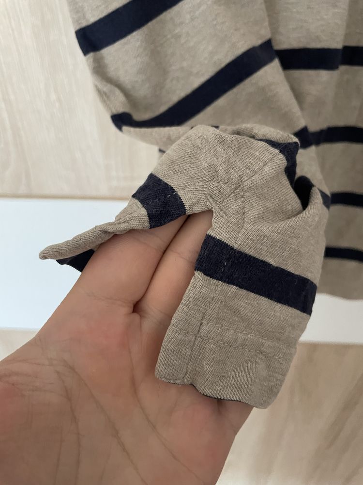 Koszulka Polo Tommy Hilfiger XL custom fit paski beżowa plus size