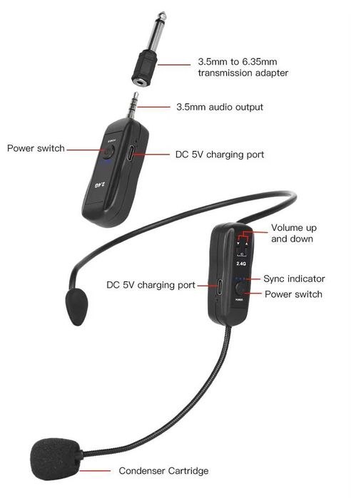 2.4G Microfone Sem Fio para Amplificação de Áudio Bluetooth