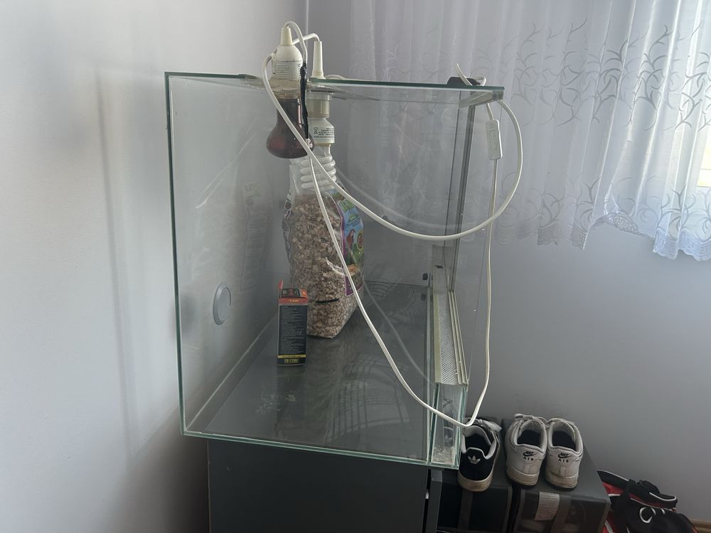 Terrarium z żarówką grzewczą i uva
