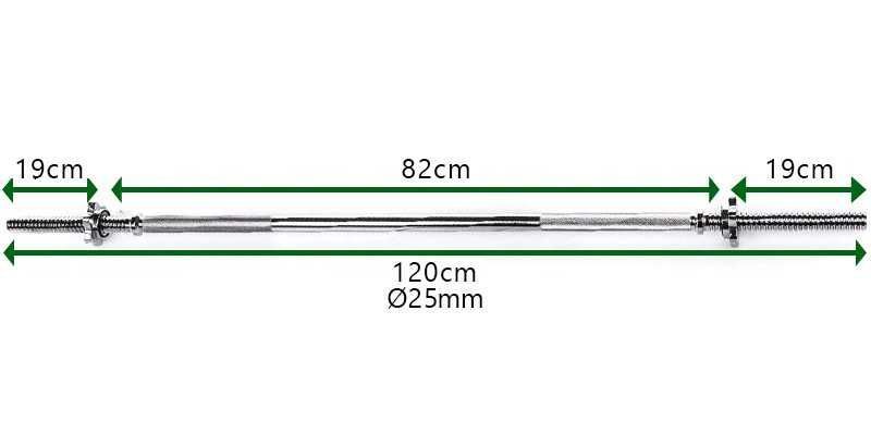 Gryf Prosty stalowy sztanga 120cm 25mm stalowy WA