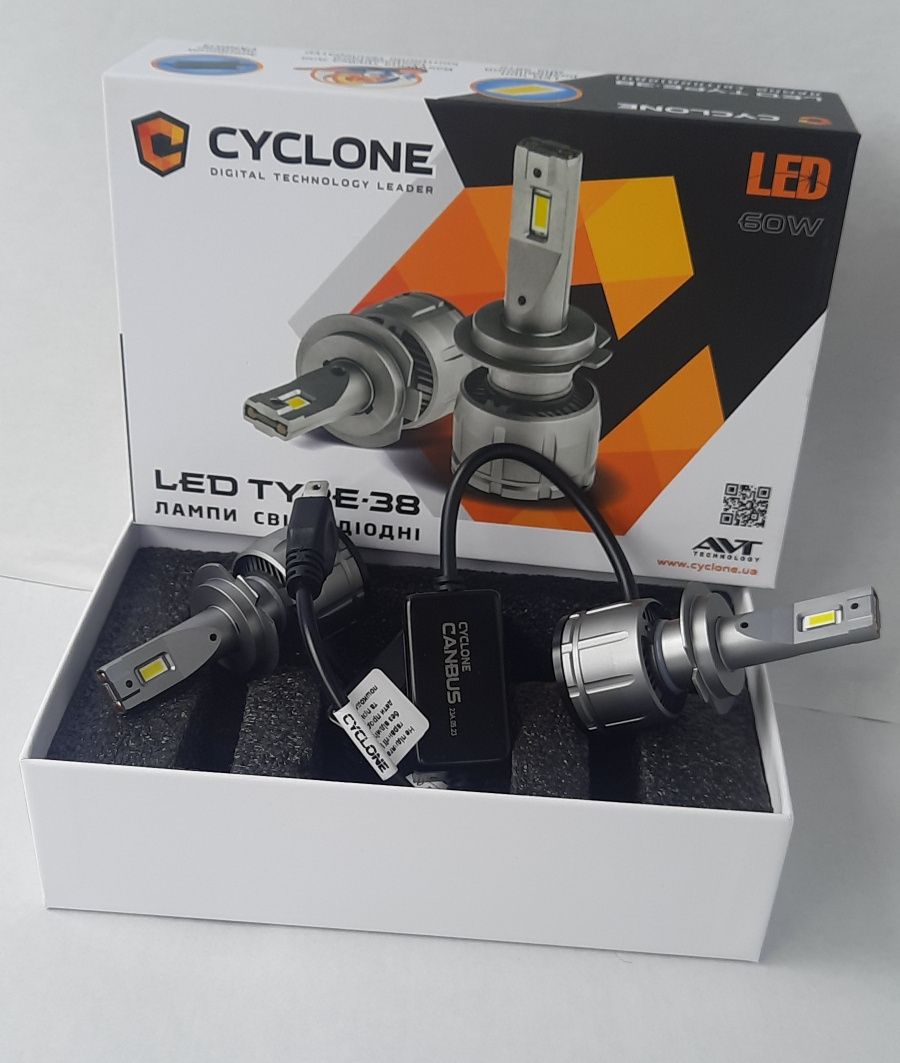 LED лампа Cyclone H7 Н4 Н11 Н1 6000K type 38 14000lm CAN