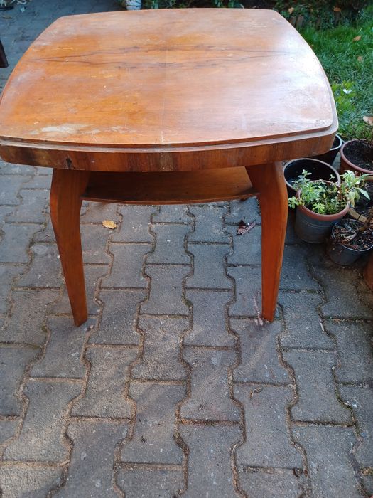 Vintage stolik kawowy z półką Krab, proj. J. Halabala Czechosłowacja