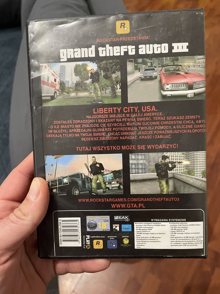Gra GTA 3  Grand theft auto 3 pc wydanie premierowe. UNIKAT !