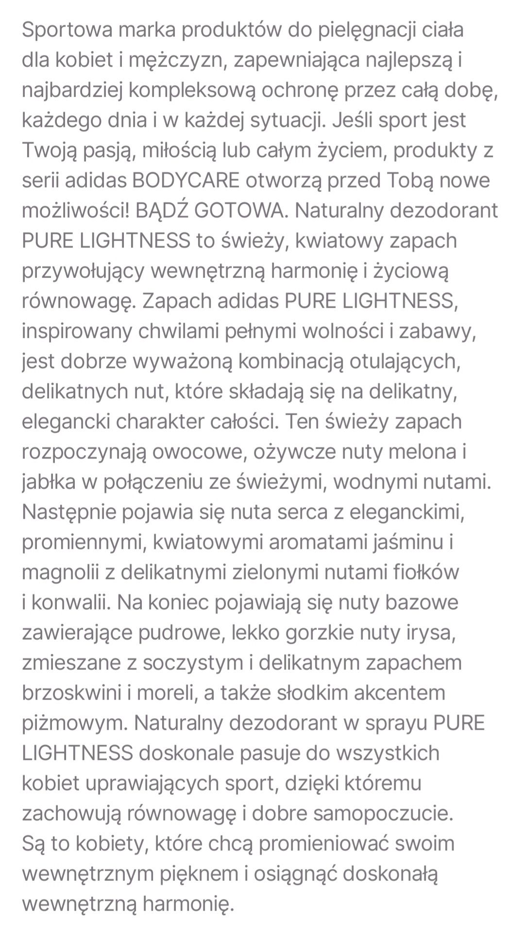 Woda perfumowana adidas pure lightness.