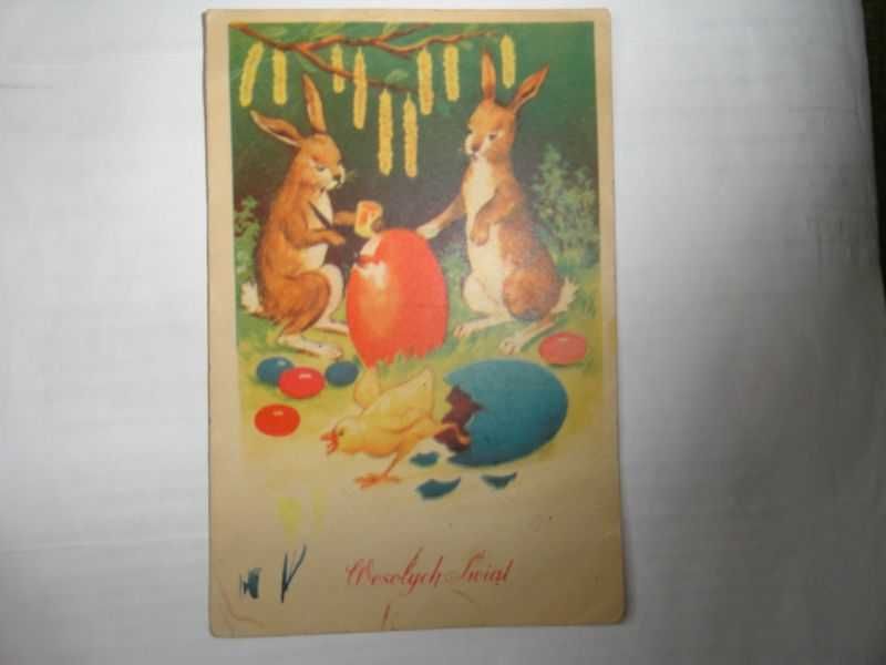 Pocztówka Wesołego Alleluja / Wesołych Świąt. - 2 sztuki. -wyprzedaż