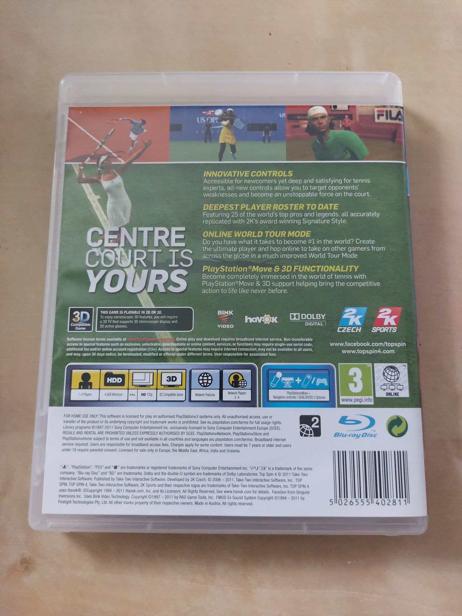 Top Spin 4 PS3 Move tenis ziemny wielki szlem kariera King ofthe court