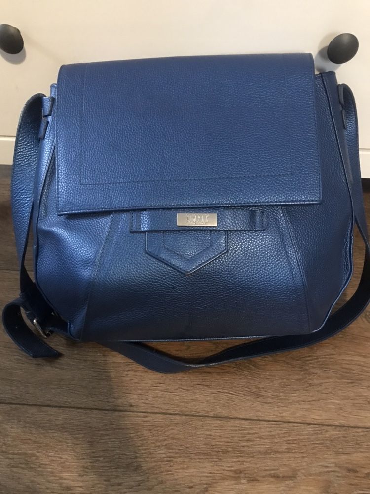 Torba Simple 100 % Skóra Kobalt Metalik Prada Balmain