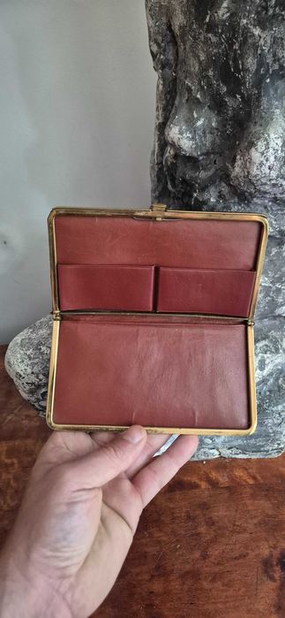 Stary skórzany portfel wizytownik glamour skóra węża prada gucci