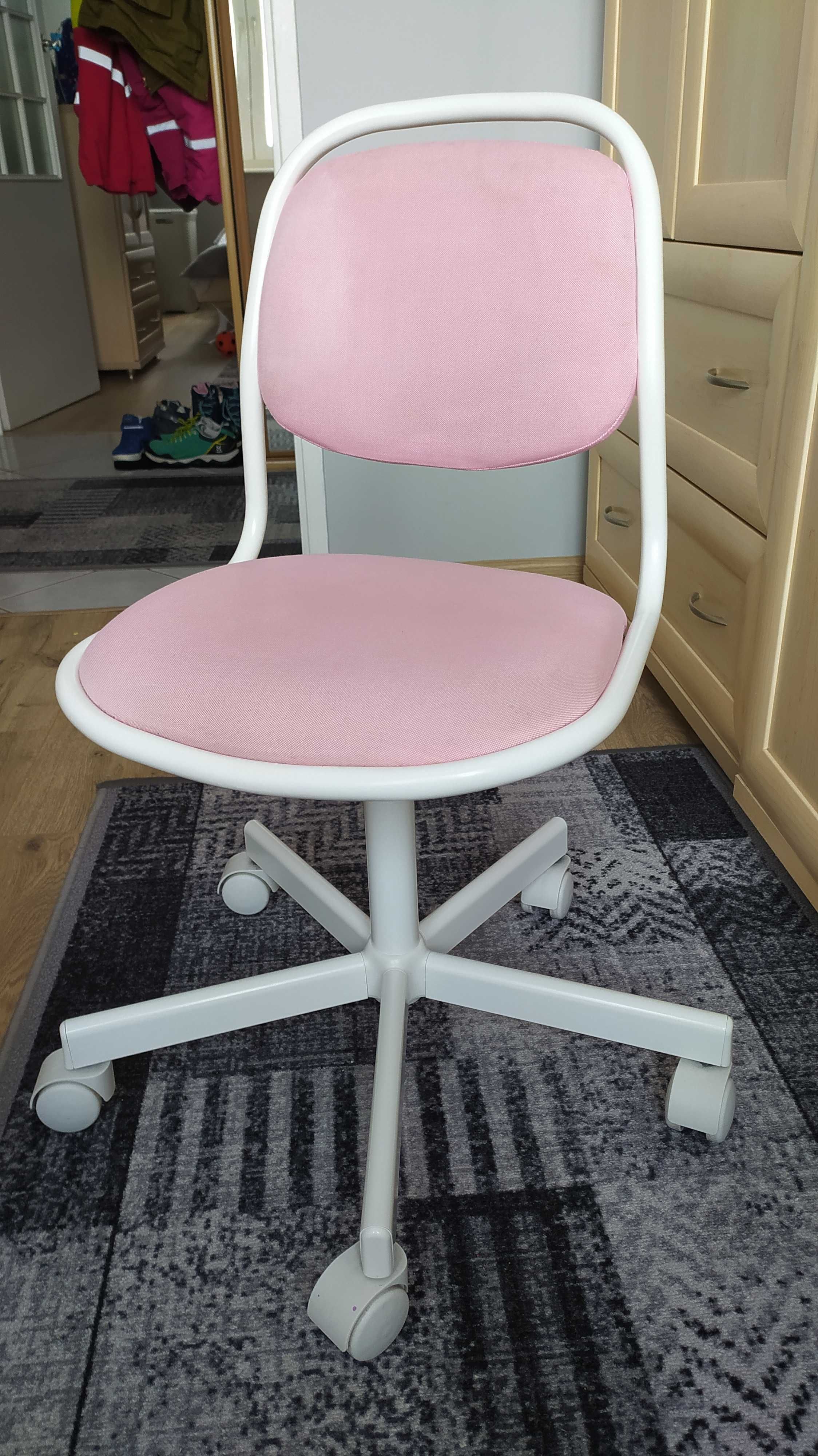 Ikea Orfjall krzesło obrotowe na kółkach dziecięce róż biały