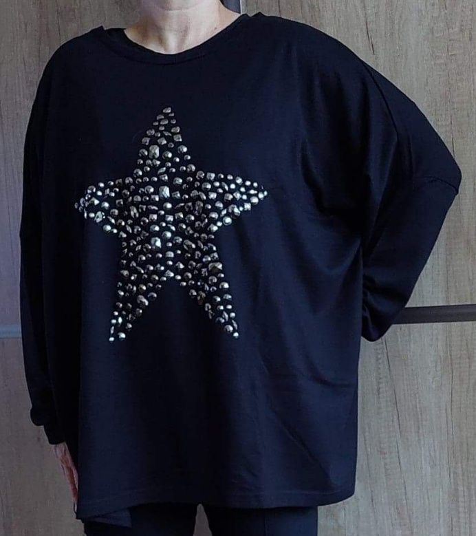 Oversize sweter/tunika XXL z motywem gwiazdy