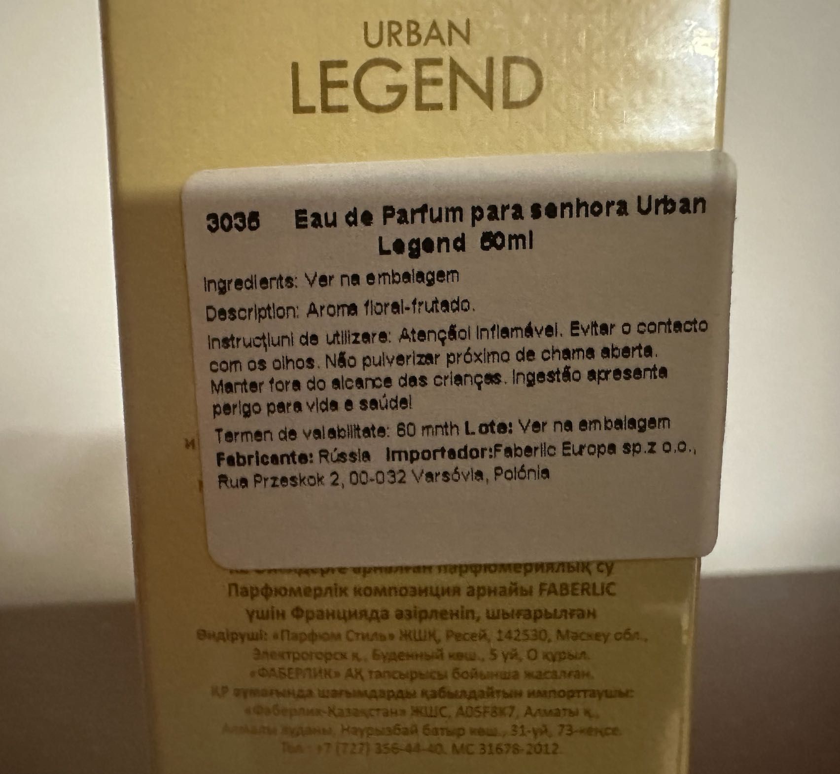 Perfume Urban Legend Faberlic