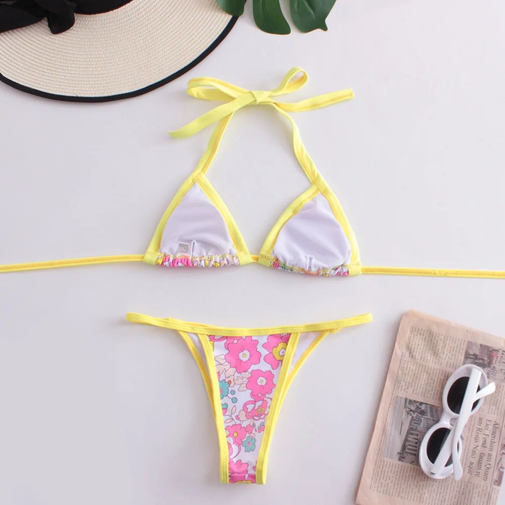 Sexy Strój Kąpielowy w Stylu Vintage Mini Mikro Bikini Brazylijskie -S