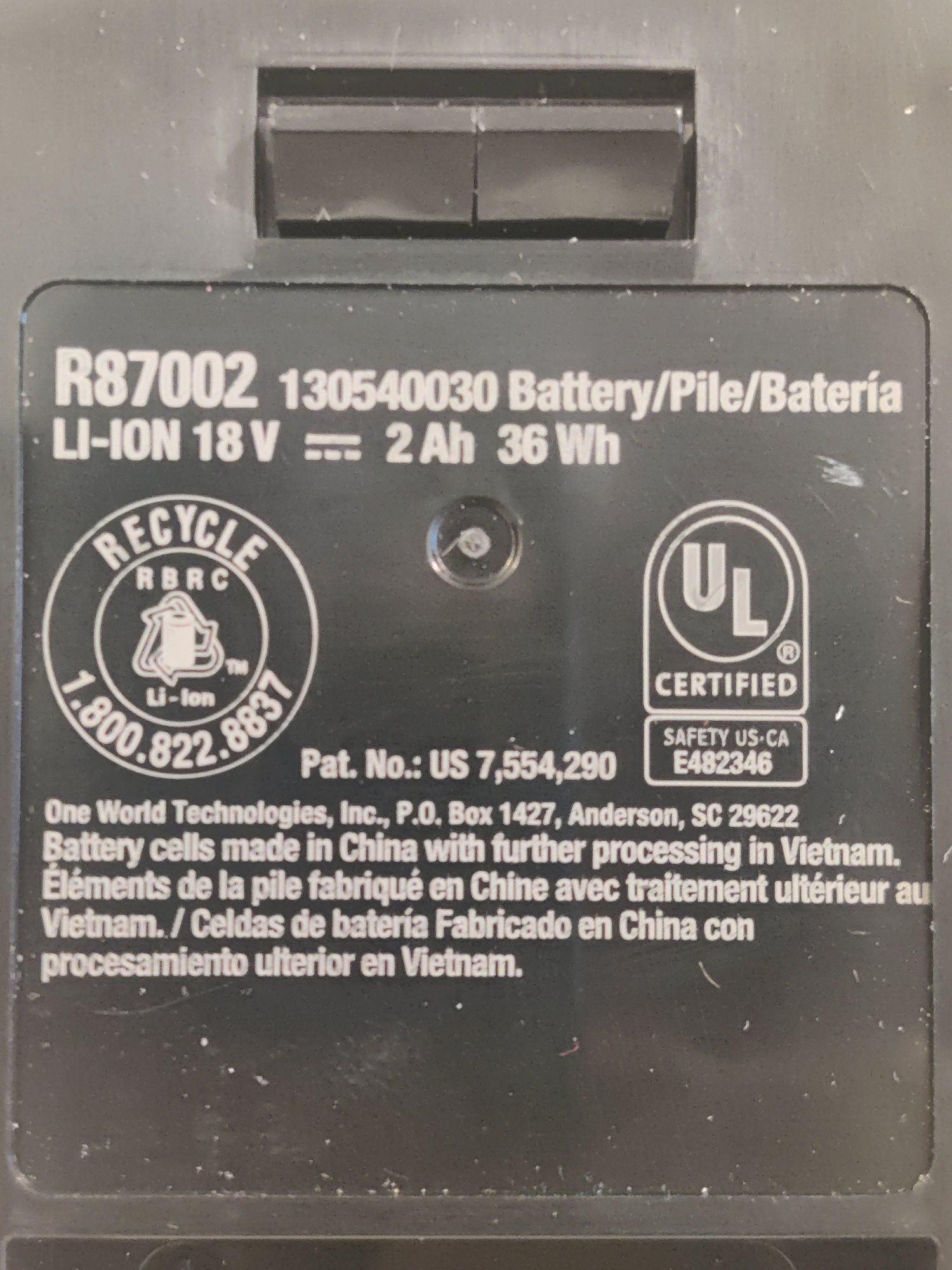 Ridgid R87002 18V lithium 2 ah  акумулятор батарея Оригінал США