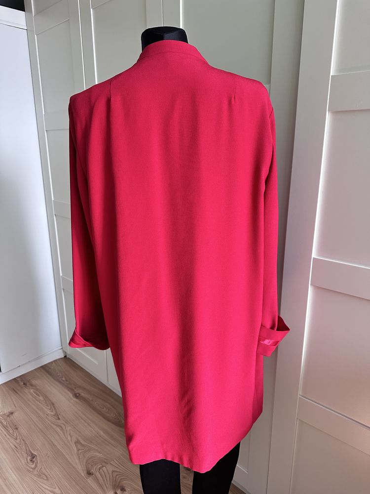 Czerpwna dluga marynarka z satyna niepowtarzalna plus size xxl 44