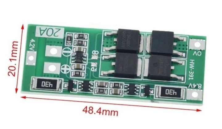 BMS 2S (8,4v) 20А с балансиром контроллер заряда/разряда для Li-Ion