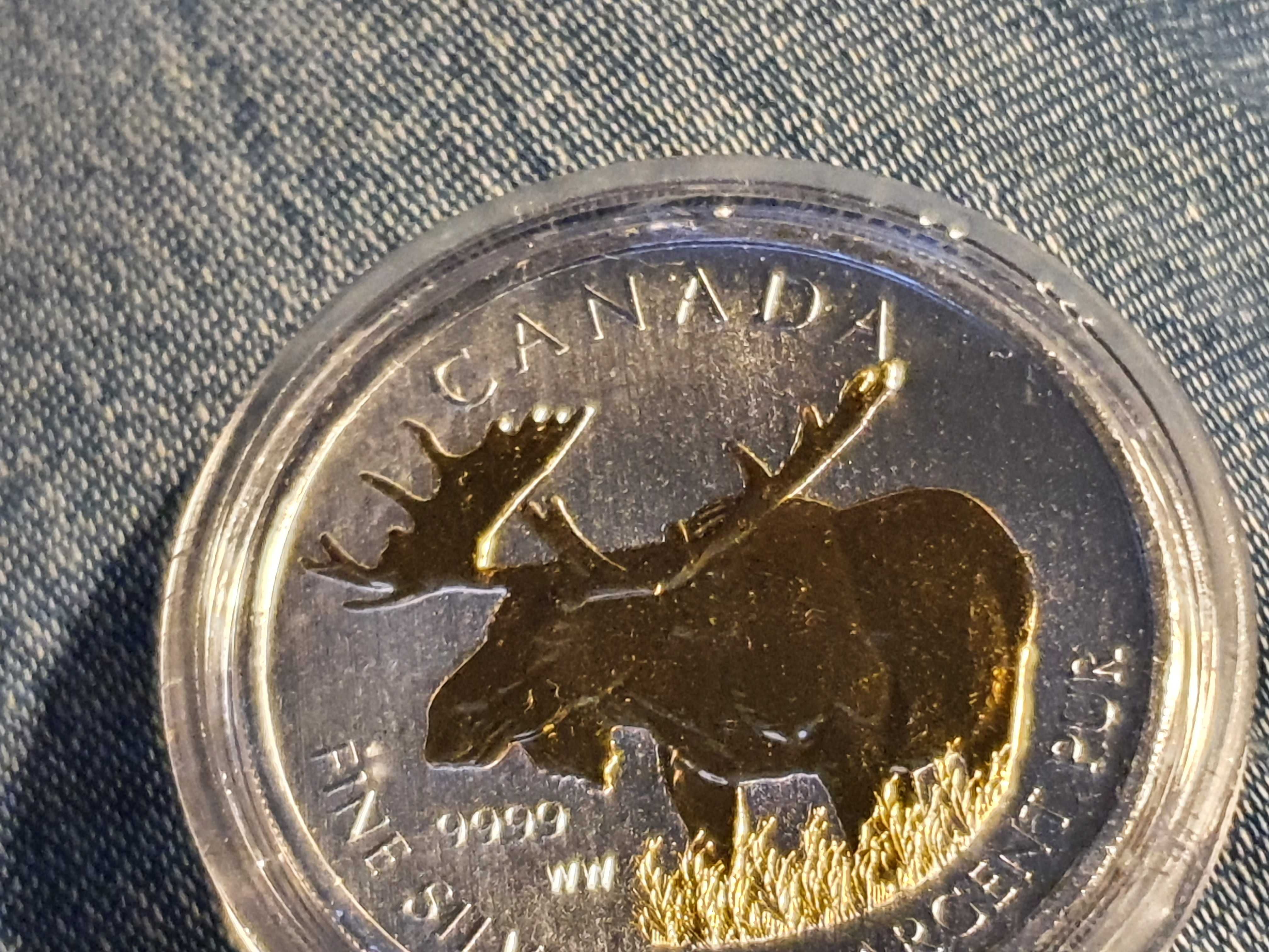 Srebrny numizmat łoś dla miŁOŚłośników łosi, Kanada