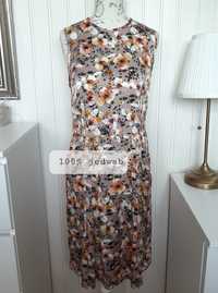 Barwna, jedwabna sukienka w kwiaty jigsaw jedwab 36