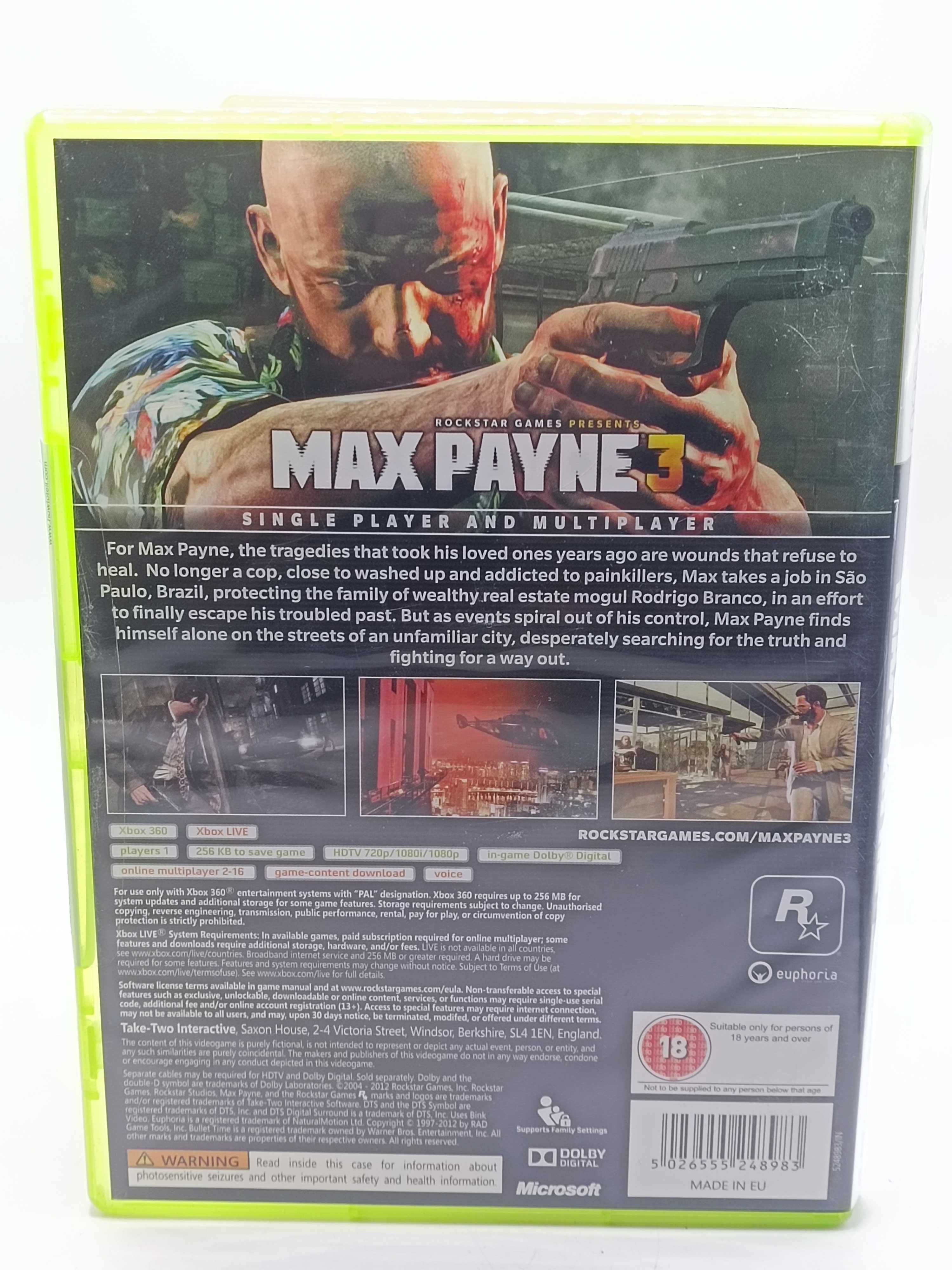 GRA Max Payne 3 Na Xbox 360 512/06/25s