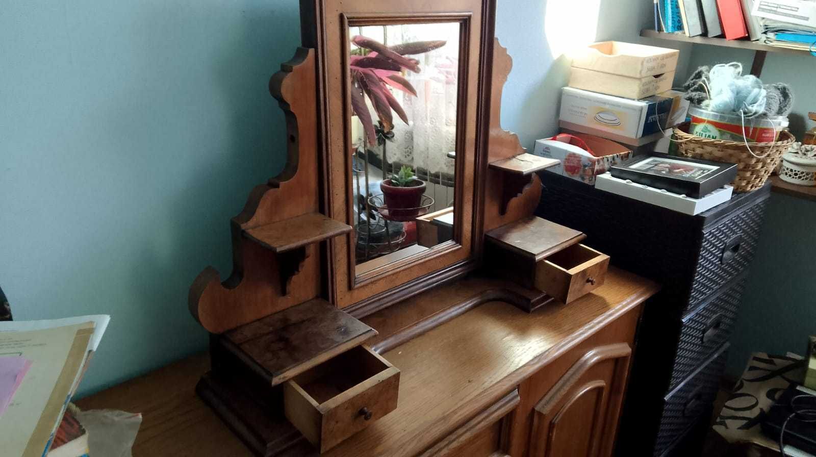 Lustro na toaletkę komodę XX-lecie międzywojenne fornir art deco