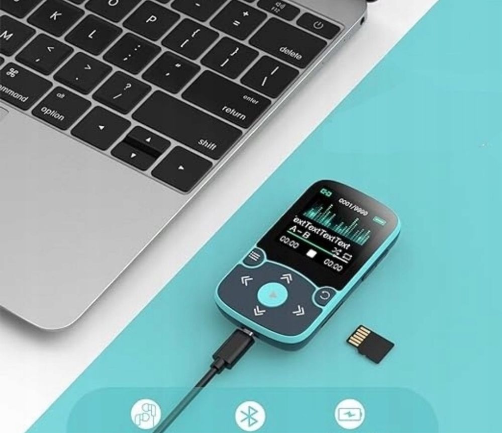 Odtwarzacz MP3 64GB Bluetooth 5.0 Słuchawki Radio Krokomierz Niebieski