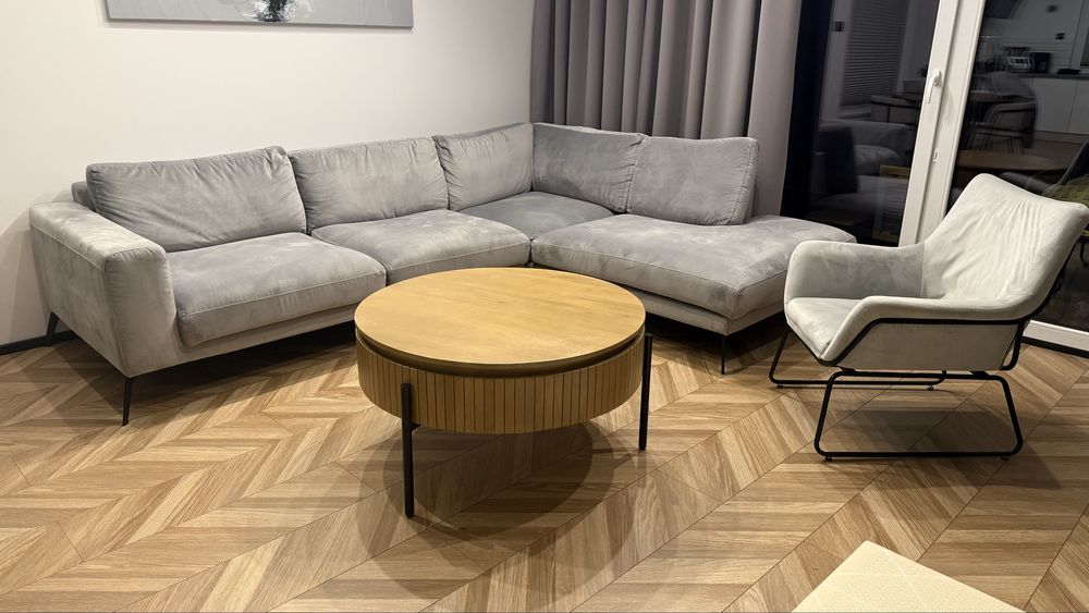 Duży szary Narożnik adriana furniture plus fotel - stan bdb