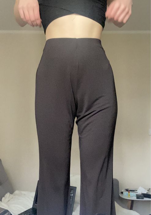 Dzwony szerokie spodnie brązowe brąz na gumce S