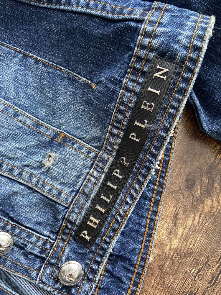 Philipp Plein kurtka jeansowa jeans damska S 36 XS 34 niebieska koszul