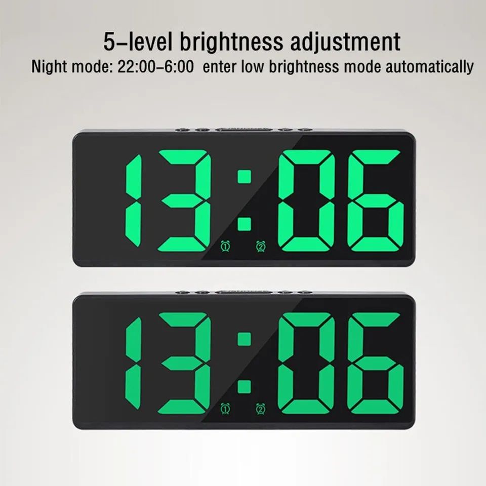 Креативные LED часы с цифрами. Календарь, будильник, температура.
