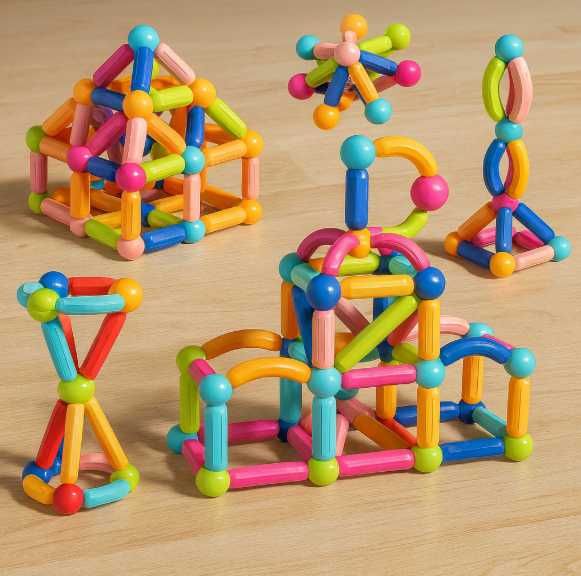 XXL Duże klocki Magnetyczne 3D 120 el Konstrukcyjne Dla Dzieci Prezent