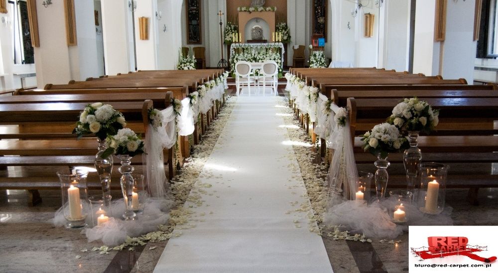 Wykładzina Biała Dywan chodnik na ślub z podkładem PLAT 1m 125cm 150cm