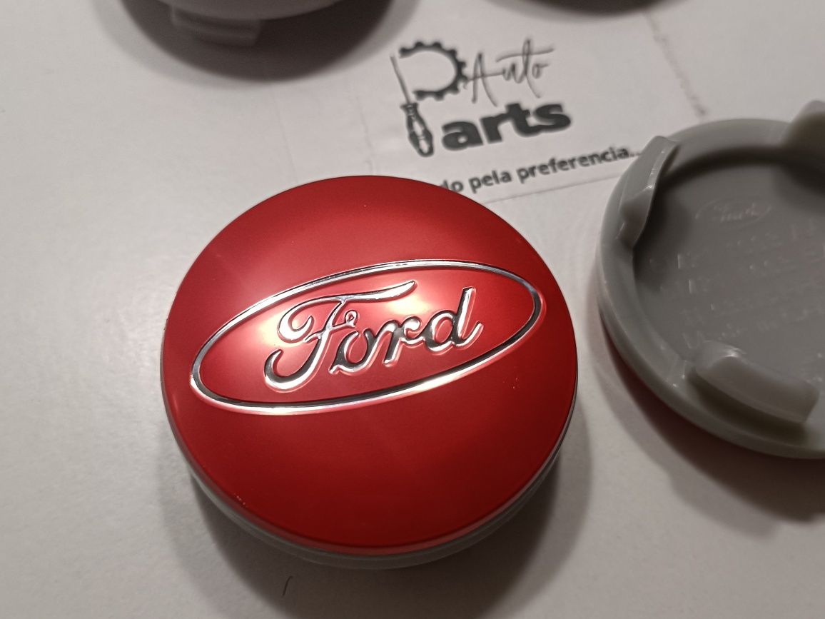 Conjunto 4 centros jante Ford 54mm Vermelho