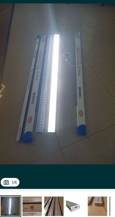 Lampa sufitowa garażowa 120cm aluminium 39w=300 w światła