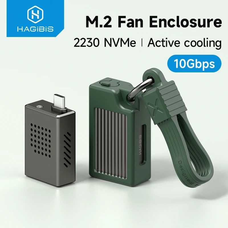 Hagibis 2230 корпус для SSD M2 NVMe 10Gbps Type C USB3.2 Gen2 with Fan