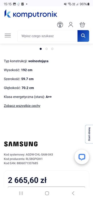 Sprzedam lodówkę Samsung