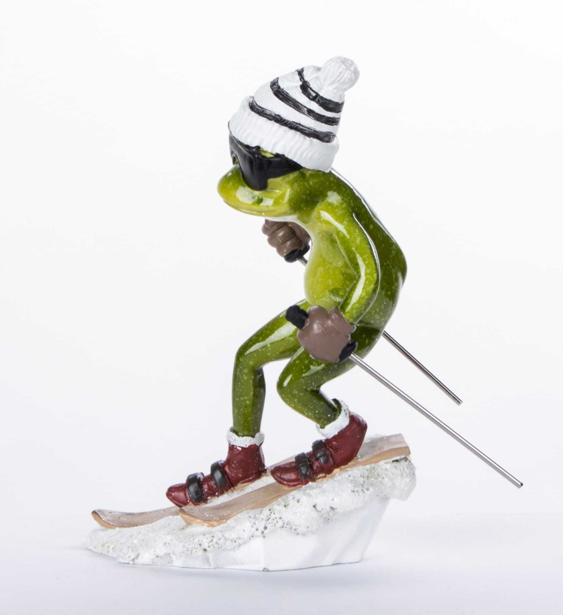 Figurka żaba narciarz 16 cm dekoracja
