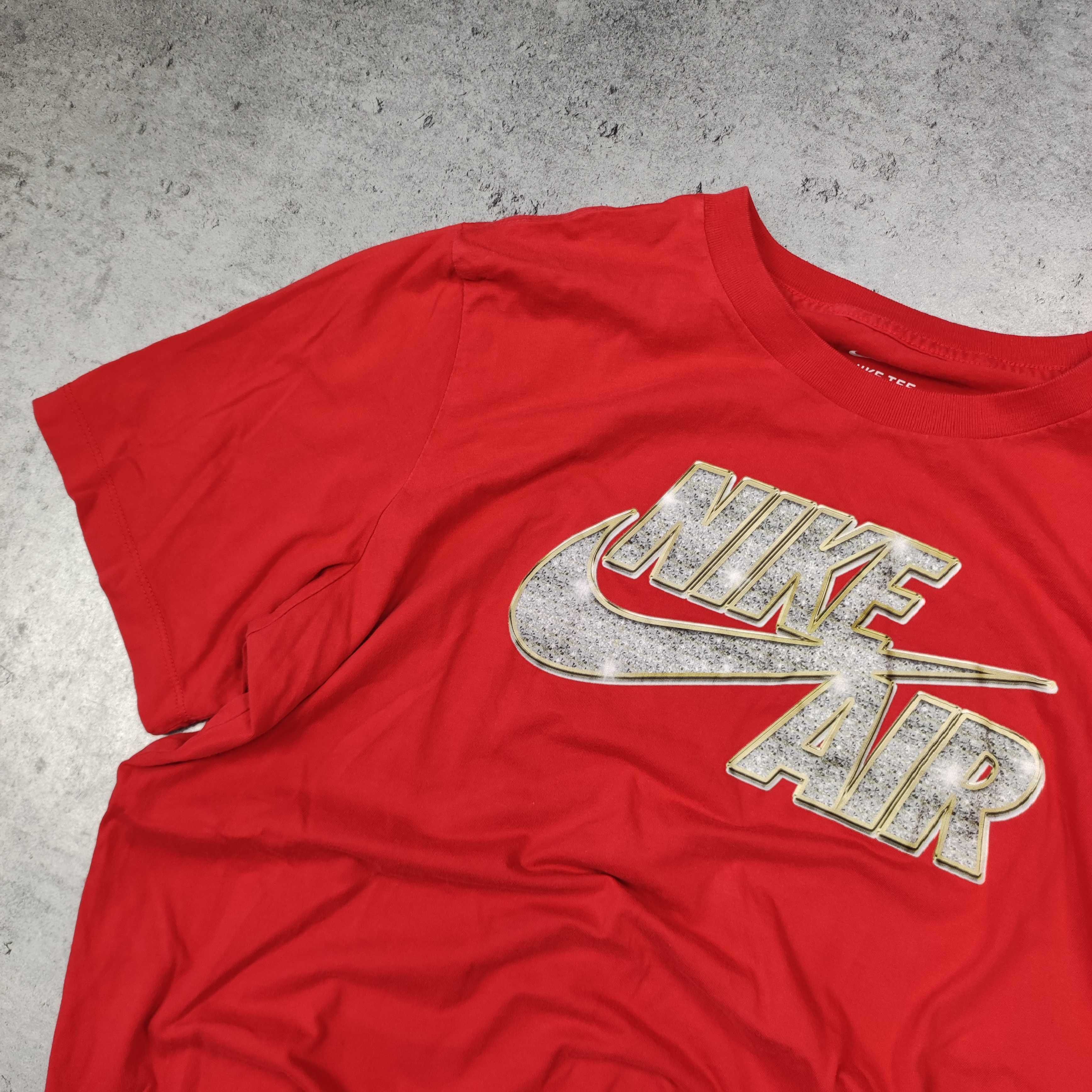 MĘSKA Koszulka PREMIUM Bawełna Duże Logo Czerwona Nike Air AIR Sport