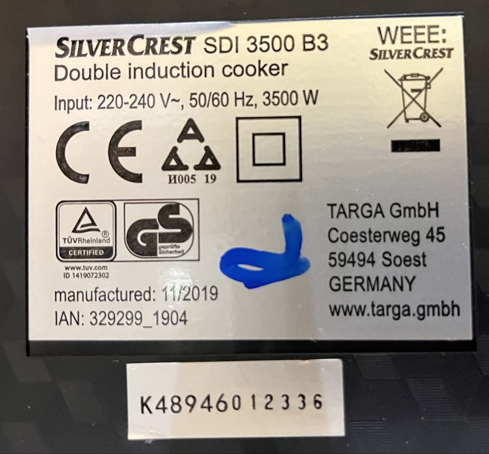 Варильна поверхня SilverCrest SDI 3500 B3 (Німеччина), легке б/у