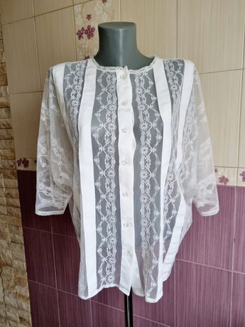 Белая ажурная блуза нарядная стильная